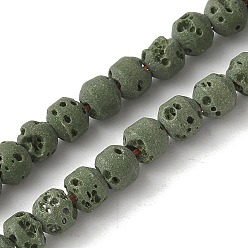 Светло-зеленый Коричневый Нити синтетических бусин, окрашенных в лавовый камень, круглые, оливковый, 4 мм, отверстие : 1 мм, около 91 шт / нитка, 14.96'' (38 см)