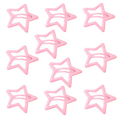 Pink Star Baking Painted Alloy Snap Hair Clips, Hair Accessories for Girl, Pink, 32mm