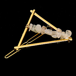 Розовый Кварц Заколки для волос из сплава, с розовым кварцем, аксессуары для волос для женщин и девочек, треугольные, 60x55x40 мм