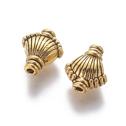 Antique Golden Tibetan Style Alloy Beads, Cadmium Free & Nickel Free & Lead Free, Shell, Antique Golden, 11x9x5mm, Hole: 1mm