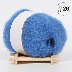 Cornflower Blue 25g Angora Mohair Wool & Acrylic Fiber Knitting Yarn, for Shawl Scarf Doll Crochet Supplies, Round, Cornflower Blue, 1mm