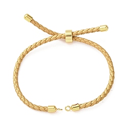 Verge D'or Fabrication de bracelets en cordon de cuir tressé en microfibre ronde ajustable, avec les accessoires en laiton, convient aux breloques de connecteur, verge d'or, 9.13x0.12 pouce (23.2x0.3 cm), Trou: 2mm