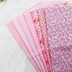 Pink Cotton Fabric, for Patchwork, Sewing Tissue to Patchwork, Square with Flower Pattern, Pink, 25x25cm, 7 sheets/set