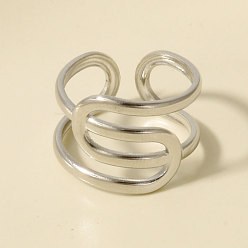 Нержавеющая Сталь Цвет Геометрически неправильная форма 304 открытые кольца-манжеты из нержавеющей стали для женщин, цвет нержавеющей стали, 14 мм, внутренний диаметр: 17 мм