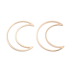 Real Rose Gold Plated Eco-Friendly Brass Linking Rings, Cadmium Free & Nickel Free & Lead Free, Moon, Real Rose Gold Plated, 49x40x1mm