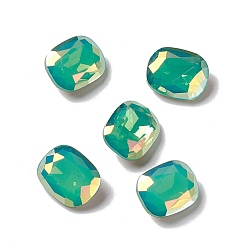 Pacific Opal Light AB Style K9 Glass Rhinestone Cabochons, Pointed Back & Back Plated, Octagon Rectangle, Pacific Opal, 10x8x4mm