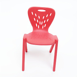 Red Chair Shape Plastic Miniature Ornaments, Micro Landscape Home Dollhouse Accessories, Pretending Prop Decorations, Red, 60x105mm