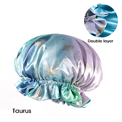 Taurus Polyester Satin Bonnets, Sleep Bonnet Cap, Double Layer Gradient Color Shower Caps, Constellations Theme, Taurus, 360mm