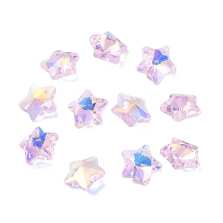 Plum Glass Charms, Faceted Star, Plum, 13x13.5x7mm, Hole: 1.2mm