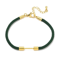 Sea Green Nylon Cord Bracelet Making, with Brass Beadable Bar, Golden, Sea Green, 6.89x0.16 inch(17.5x0.4cm)