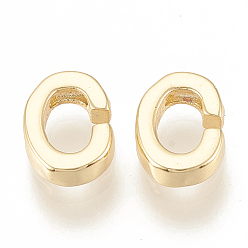 Letter C Brass Charms, Real 18K Gold Plated, Letter.C, 7~8.5x4~7.5x2mm, Hole: 1mm