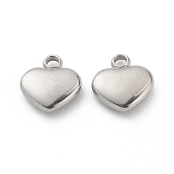 Stainless Steel Color 304 Stainless Steel Pendants, Heart, Stainless Steel Color, 10x9x3mm, Hole: 1.6mm