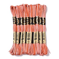 Tomato 10 Skeins 6-Ply Polyester Embroidery Floss, Cross Stitch Threads, Segment Dyed, Tomato, 0.5mm, about 8.75 Yards(8m)/skein
