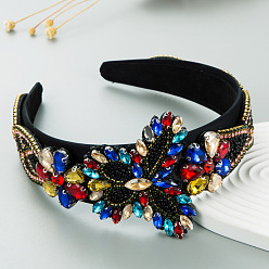 colorful Baroque Crystal Butterfly Headband for Women - Vintage Wide Brim Hair Accessories with Glamorous Sparkle