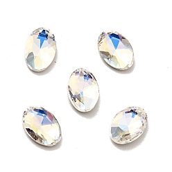 Лунный Свет K 9 кабошоны из стеклянного страза, плоская задняя и задняя, граненые, овальные, лунный свет, 8x5.5x2.7 мм