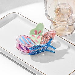 Разноцветный Симпатичные заколки для волос из ацетата целлюлозы в форме бабочки, со стразами, аксессуары для волос для женщин, красочный, 71x50 мм