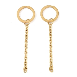 Золотой Ионное покрытие (IP) 304 разъемные застежки для ключей из нержавеющей стали, для изготовления брелка, с удлиненными кабельными цепями, золотые, 74.5 мм, Кольцо: 20x2.4 mm