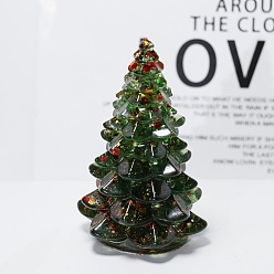 Dark Slate Gray Lampwork Chip & Resin Craft Display Decorations, Christmas Tree Figurine, for Home Feng Shui Ornament, Dark Slate Gray, 50x90mm