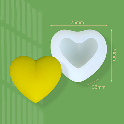 White 3D Heart DIY Soap Food Grade Silicone Molds, for Handmade Soap Making, White, 70x75x36mm