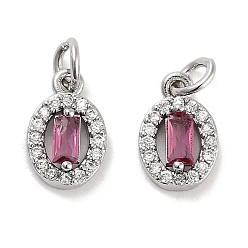 Камелия Латунные микро проложить кубического циркония прелести, с целью перехода в кольце, овальные, платина, камелия, 10x6.5x3.5 мм, отверстие : 2 мм