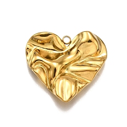 Настоящее золото 18K 304 подвески из нержавеющей стали, очарование забитого сердца, реальный 18 k позолоченный, 23.5x26.5x3.5 мм, отверстие : 2 мм