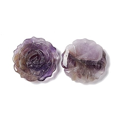 Amethyst Natural Amethyst Pendants, Flower Charms, 33~33.5x7mm, Hole: 1mm