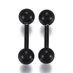 Electrophoresis Black 304 Stainless Steel Ball Stud Earrings, Barbell Cartilage Earrings, Electrophoresis Black, 13.5x5mm, Pin: 1mm, 24pairs/set