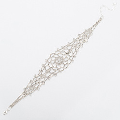 Blanc Collier floral étincelant avec diamant et design creux pour la mode discothèque - n