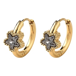 Серый 304 серьги-кольца со звездами из нержавеющей стали, ионное покрытие (ip), золотые, серые, 16.5x18x8.5 мм