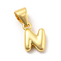Letter N Brass Charms, Real 18K Gold Plated, Long-Lasting Plated, Lead Free & Cadmium Free, Letter Charm, Letter N, 9.5x6.5x2.5mm, Hole: 5x3.5mm