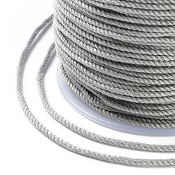 Light Grey Macrame Cotton Cord, Braided Rope, with Plastic Reel, for Wall Hanging, Crafts, Gift Wrapping, Light Grey, 1.2mm, about 49.21 Yards(45m)/Roll