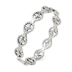 Stainless Steel Color 304 Stainless Steel Hinged Cuff Bangles, Star, Tarnish Free, Stainless Steel Color, Inner Diameter: 1.97 inch(5cm)x2.36 inch(6cm)