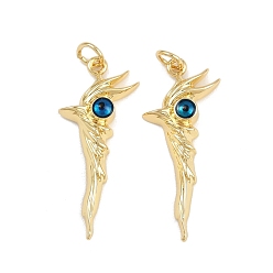 Озёрно--синий Латунь эмаль подвески, тростник, с прыжковых колец, стойки покрытие, реальный 18 k позолоченный, без свинца и без кадмия, долговечный, Плут синий, 30.5x13x3 мм, отверстие : 3.4 мм