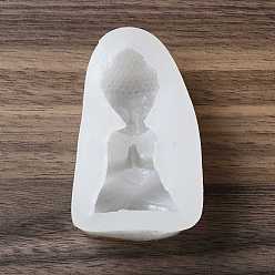 White DIY Buddha Figurine Display Silicone Molds, Resin Casting Molds, for UV Resin, Epoxy Resin Craft Making, White, 75.5x48x25mm, Inner Diameter: 62x31x21mm