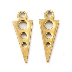 Real 18K Gold Plated Ion Plating(IP) 304 Stainless Steel Pendants, Laser Cut, Triangle Charm, Real 18K Gold Plated, 15x5.5x1mm, Hole: 1.5mm