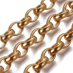 Golden 304 Stainless Steel Rolo Chains, Belcher Chains, Unwelded, Golden, 13x10x4mm