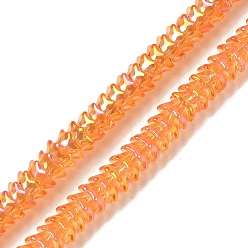 Dark Orange Electroplate Transparent Glass Beads Strands, Full Rainbow Plated, Flower, Dark Orange, 12x11x7mm, Hole: 1.2mm, about 134pcs/strand, 24.80 inch(63cm)