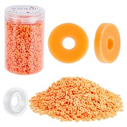 Rouge Orange Perles en fimo faits à la main, disque / plat rond, perles heishi, rouge-orange, 6x1mm, Trou: 2mm, 170 g (environ 3995 pcs)