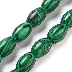 Малахит Синтетического малахита бисер нитей, рис, 12x8 мм, отверстие : 1.2 мм, около 33 шт / нитка, 15.94'' (40.5 см)