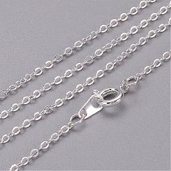 Серебро Латунные кабельные цепи ожерелья, серебряный цвет гальваническим, 20 дюйм, 2x1.5 мм