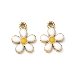 Белый 304 нержавеющей стальной эмали подвески, , реальный 18 k позолоченный, ионное покрытие (ip), белые, 17x13x2.5 мм, отверстие : 1.8 мм