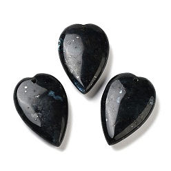 Larvikite Подвески из натурального ларвикита, любовные сердечные прелести, 38.5~39.5x25~25.5x9 мм, отверстие : 1.8 мм