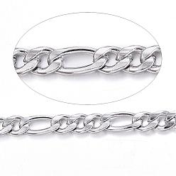 Stainless Steel Color 304 Stainless Steel Figaro Chains, with Spool, Unwelded, for Jewelry Making, Stainless Steel Color, 5~8x4x1mm, about 82.02 Feet(25m)/roll