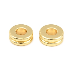 Echt 18 k vergoldet Messing europäischen Perlen, flach rund mit Nut, Großloch perlen, cadmiumfrei und bleifrei, Gestell, langlebig überzogen, echt 18 k vergoldet, 9x3.5 mm, Bohrung: 4 mm