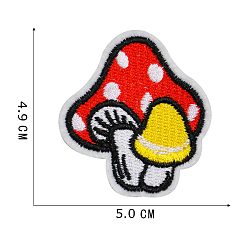 Red Computerized Embroidery Polyester Sew on Patches, Costume Accessories, Mushroom, Red, 49x50mm