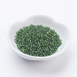 Green 6/0 Glass Seed Beads, Silver Lined Round Hole, Round, Green, 6/0, 4mm, Hole: 1.5mm, about 500pcs/50g, 50g/bag, 18bags/2pounds