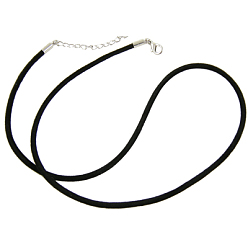 Black Leather Necklace Making, Platinum, Black, 18 inch(45.8cm), 2mm