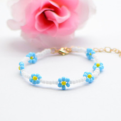 S003_08 Blue Handmade Simple Sweet Women's Beaded Bracelet - HyunA's Bracelet, Anklet Jewelry.