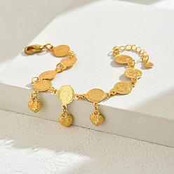 Heart Brass Charm Bracelets, Cable Chains Bracelets for Women, Heart, 7-1/2 inch(19cm)