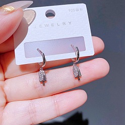 popsicle Delicate Zircon Inlaid Snack Love-shaped Earrings - Sweet Ear Studs, Exquisite Design